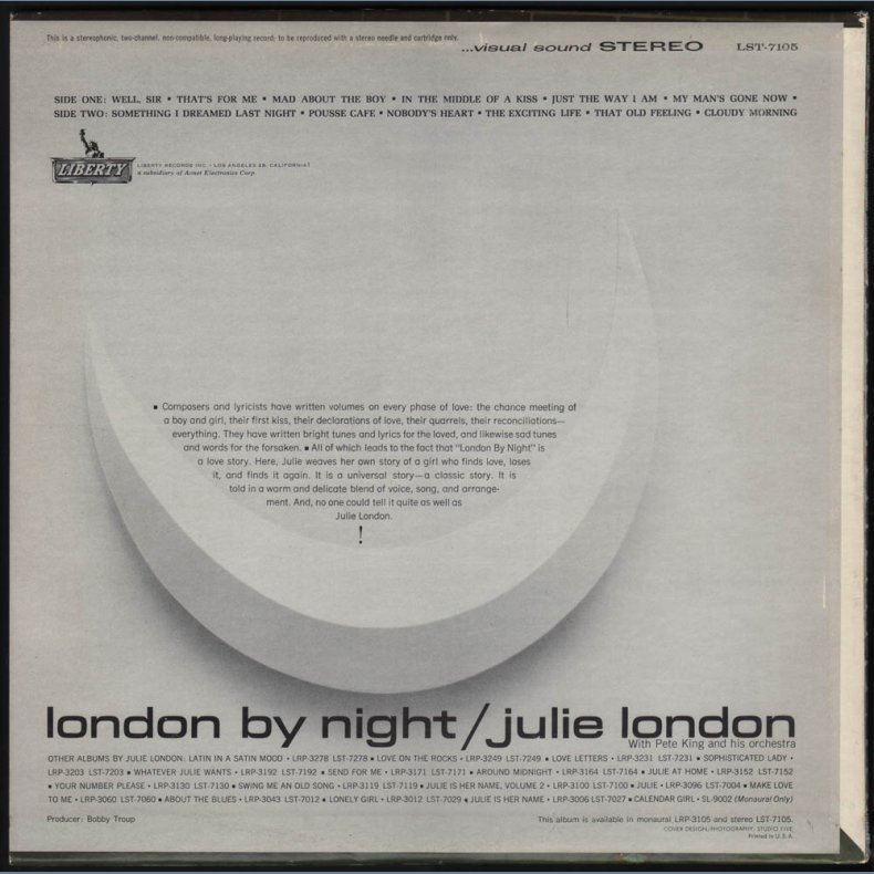 London By Night - 1960 US Liberty label 2nd pressing 12-track Stereo LP 