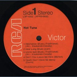 Hot Tuna - Original 1970 US RCA Victor label 9-track LP - Indianapolis Pressing