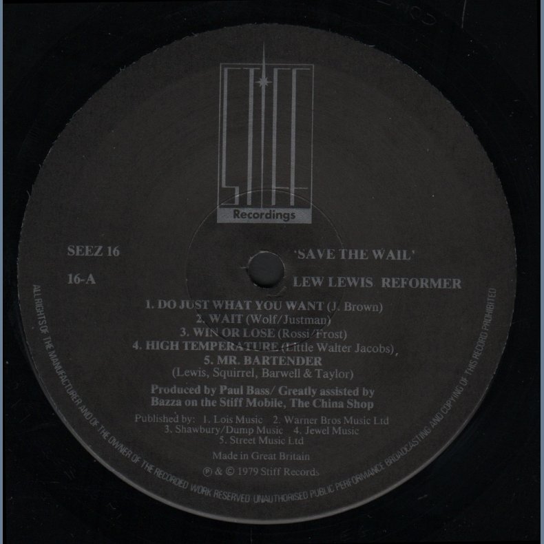 Save The Wail - Original 1979 UK Stiff label 10-track LP