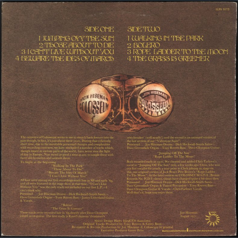 The Collectors Colosseum - 1971 UK Bronze label 8-track LP