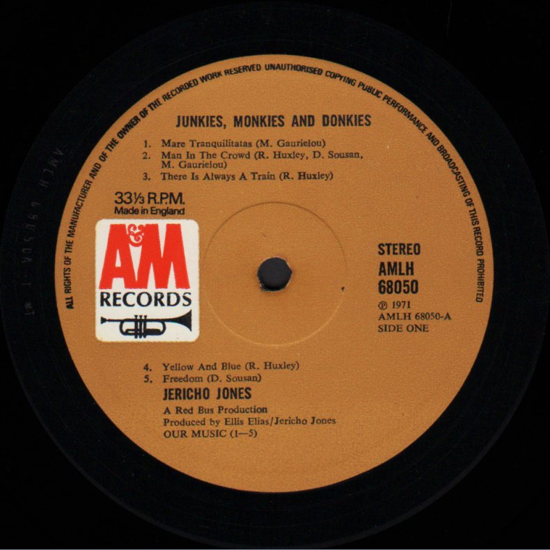 Junkies Monkeys &amp; Donkeys - Original 1971 UK A&M label 10-track 1st Pressing LP