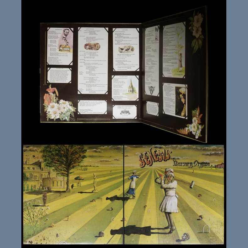 Nursery Cryme - 1974 UK Charisma label 7-track LP - Small Madhatter logo &amp; B&C text labels