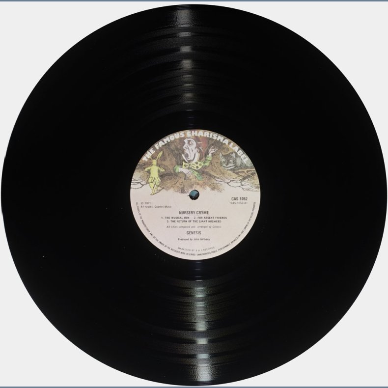 Nursery Cryme - 1974 UK Charisma label 7-track LP - Small Madhatter logo &amp; B&C text labels