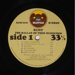 Runt. The Ballad of Todd Rundgren - Original 1971 US Bearsville label 12-track LP 