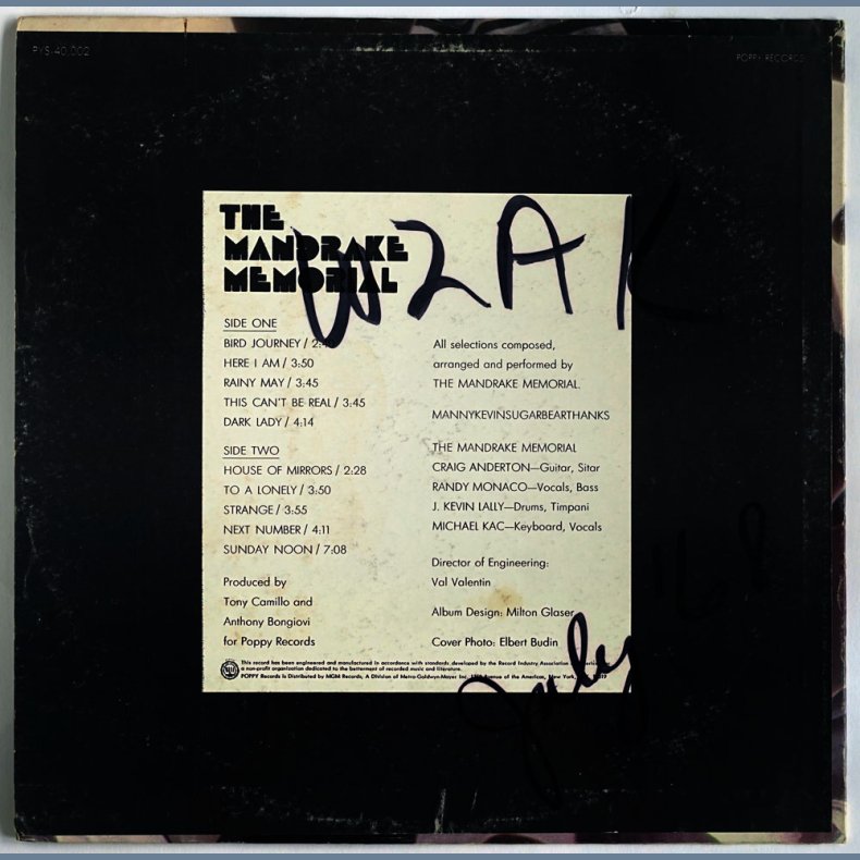 The Mandrake Memorial - 1968 US Pressed Poppy label Promotional Issue Mono 10-track LP