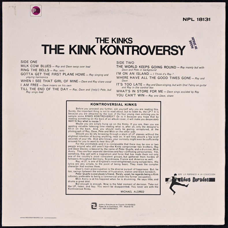 Kontroversy - 1981 Spanish Pressed PRT label 12-track LP