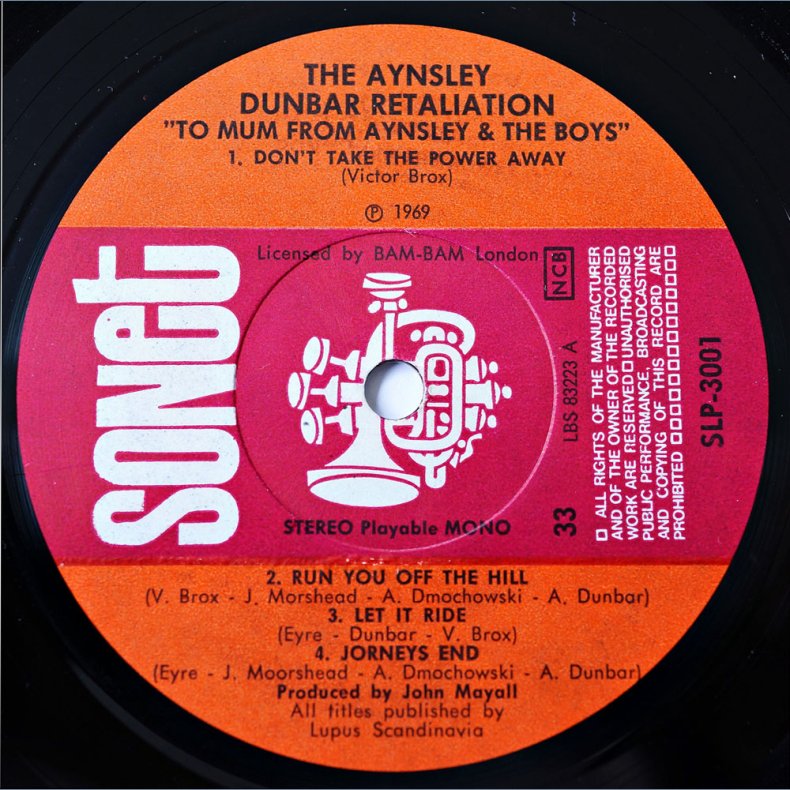 To Mum, From Aynsley And The Boys - 1969 Scandinavian Sonet label 8-track LP