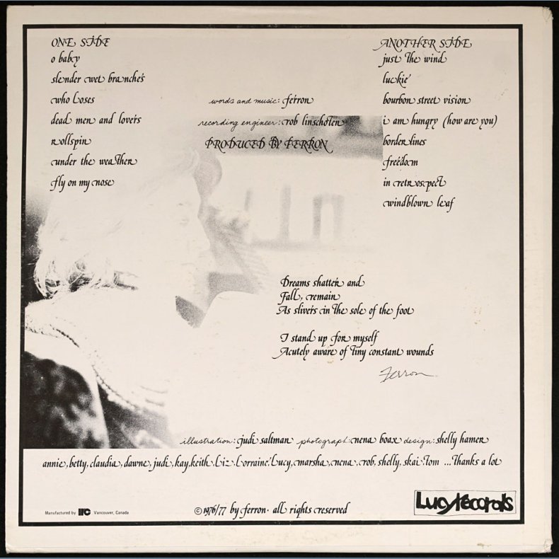 Ferron - 1977 Canadian Pressed Lucy label 15-track LP