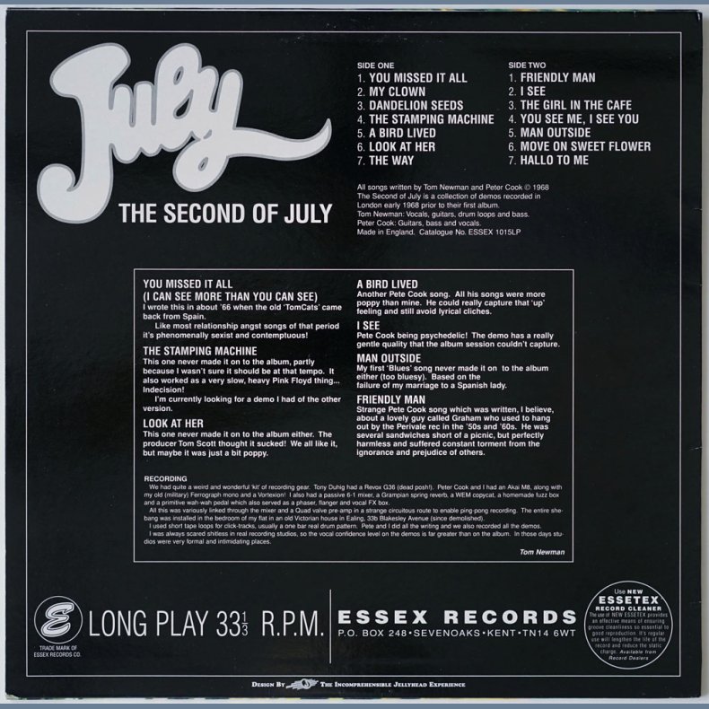 The Second Of July - 1997 UK Pressed Essex Records label 14-track LP