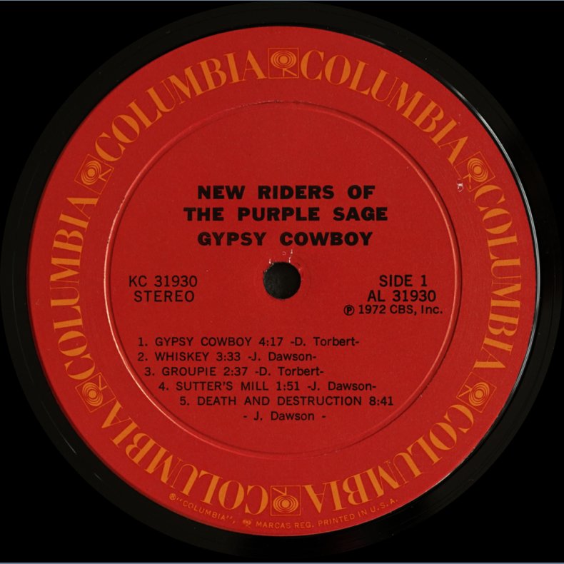 Gypsy Cowboy - 1972 US Columbia label 11-track LP
