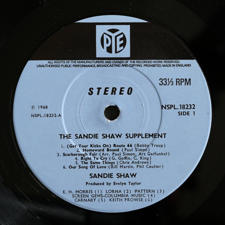 The Sandie Shaw Supplement - 1968 UK Pressed Pye label 12-track Stereo LP