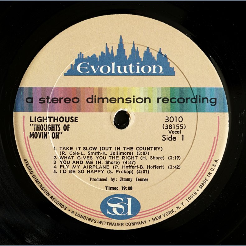 Thoughts Of Movin' On - 1971 US Pressed Evolution label 10-track LP