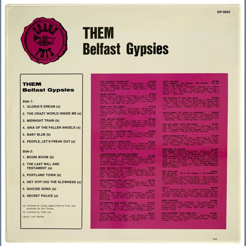 Them Belfast Gypsies - Original 1967 Swedish Sonet label 12-track LP