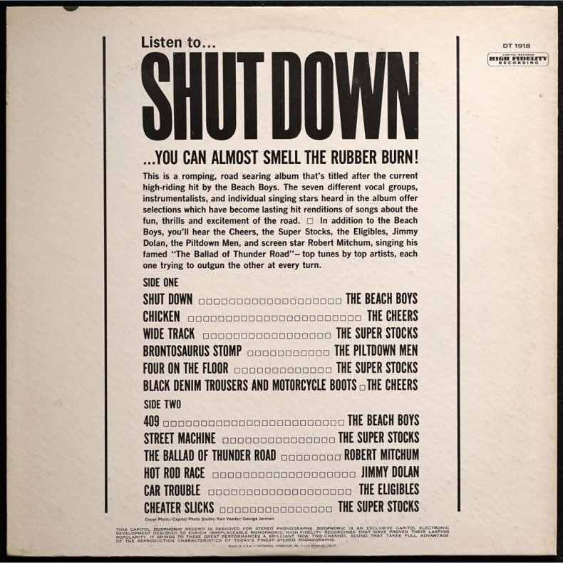 Shut Down - Original 1963 US Pressed Capitol label 12-track Stereo LP
