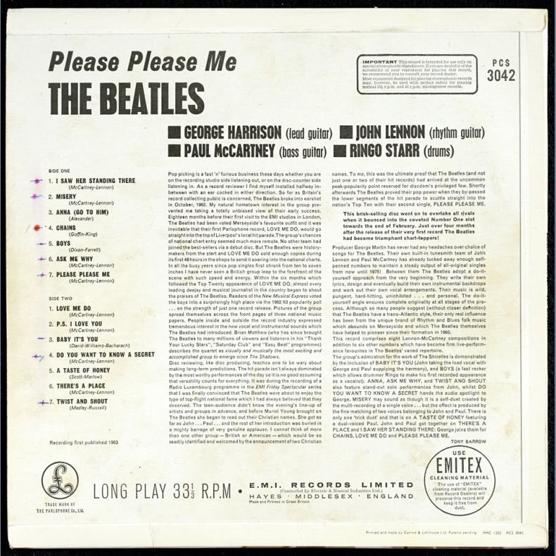 Please Please Me - 1964 UK Parlophone label Stereo LP - 5th Pressing. 