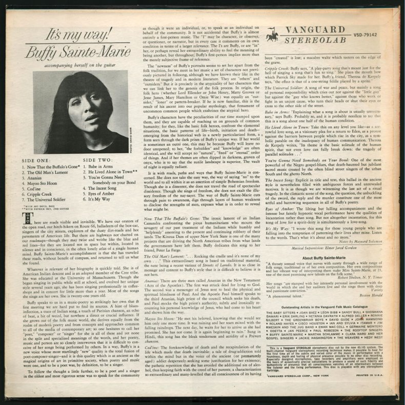 It's My Way - Original 1964 US Vanguard label 13-track Stereo LP