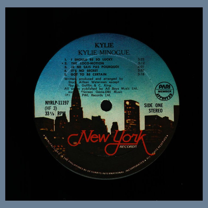 Kylie - Original 1988 Philippine Pressed PWL label 10-track LP
