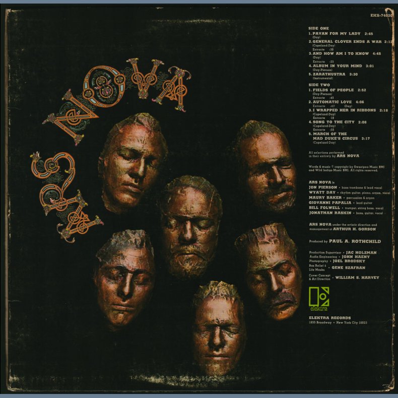 Ars Nova - Original 1968 US Elektra label 10-track LP - Gold label, Allentown Pressing