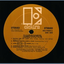 Ars Nova - Original 1968 US Elektra label 10-track LP - Gold label, Allentown Pressing