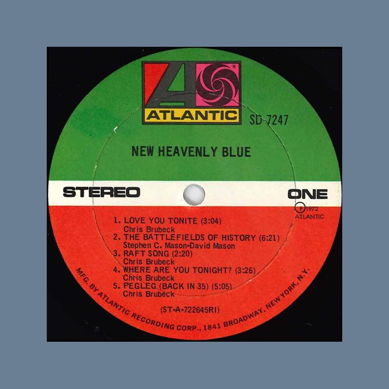 New Heavenly Blue - Original 1972 US Atlantic label 10-track LP
