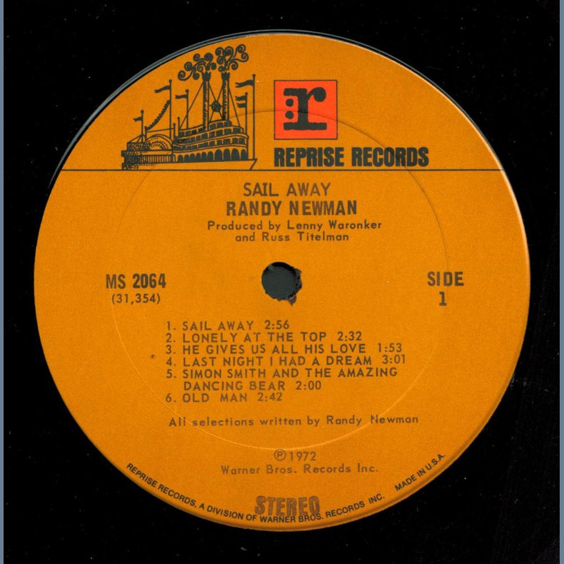 Sail Away - Original 1972 US Reprise label 12-track LP