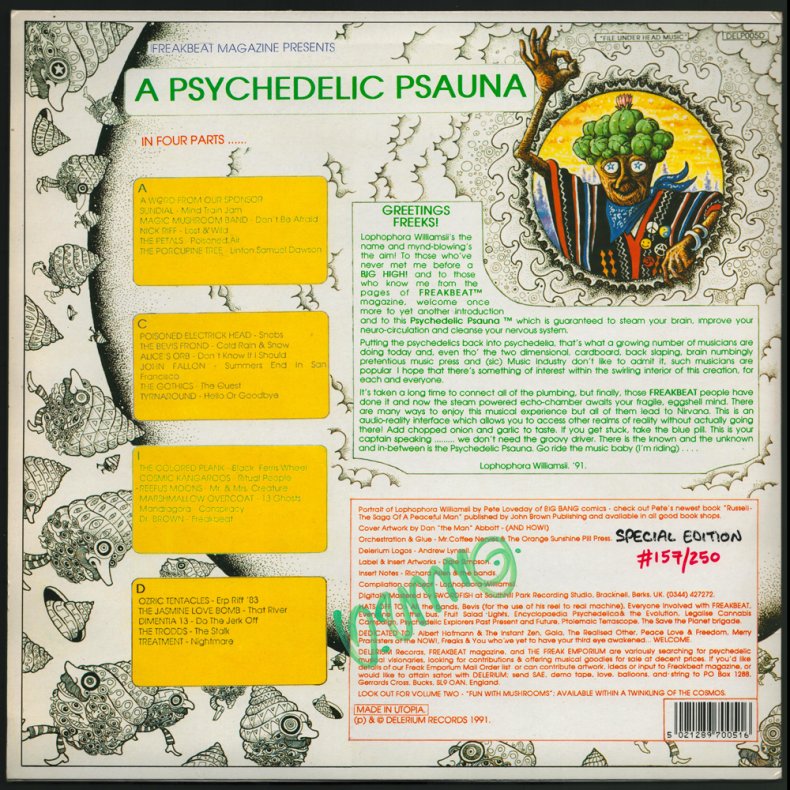 Psychedelic Psauna - 1991 UK Delerium label 23-track Red &amp; Green Limited Numbered 2LP Set