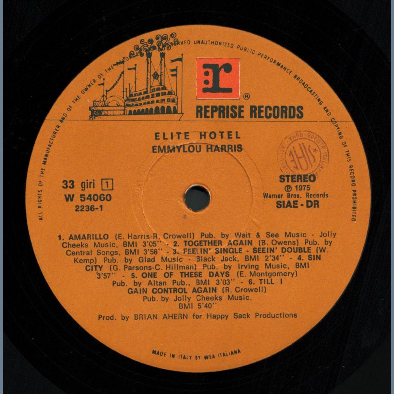 Elite Hotel - Original 1975 Italian Reprise label 12-track LP - Autographed