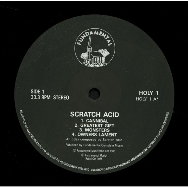Scratch Acid Original 1986 UK Fundamental label 8track 12" EP All