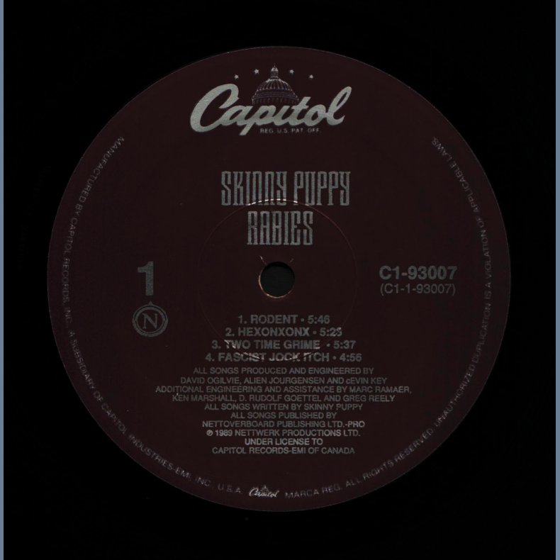 Rabies - Original 1989 US Capitol label 9-track LP