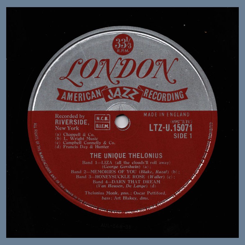 The Unique Thelonious - Original 1957 UK London label 7-track LP