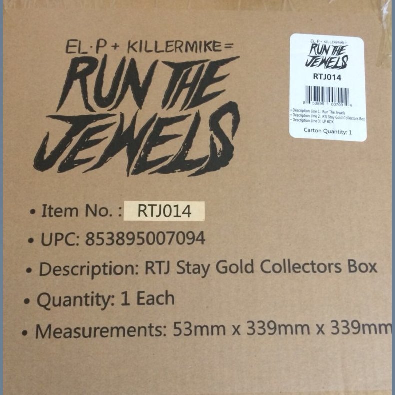 Stay Gold Collector's Box - 2018 UK/US Run The Jewels Inc. label Clear etched 12" + box - RSD 2018