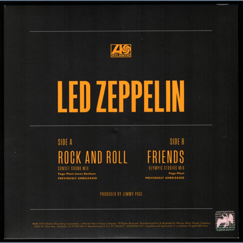 Rock And Roll b/w Friends - 2022 Atlantic label Yellow Vinyl Promotional Issue 2-track 7" Single