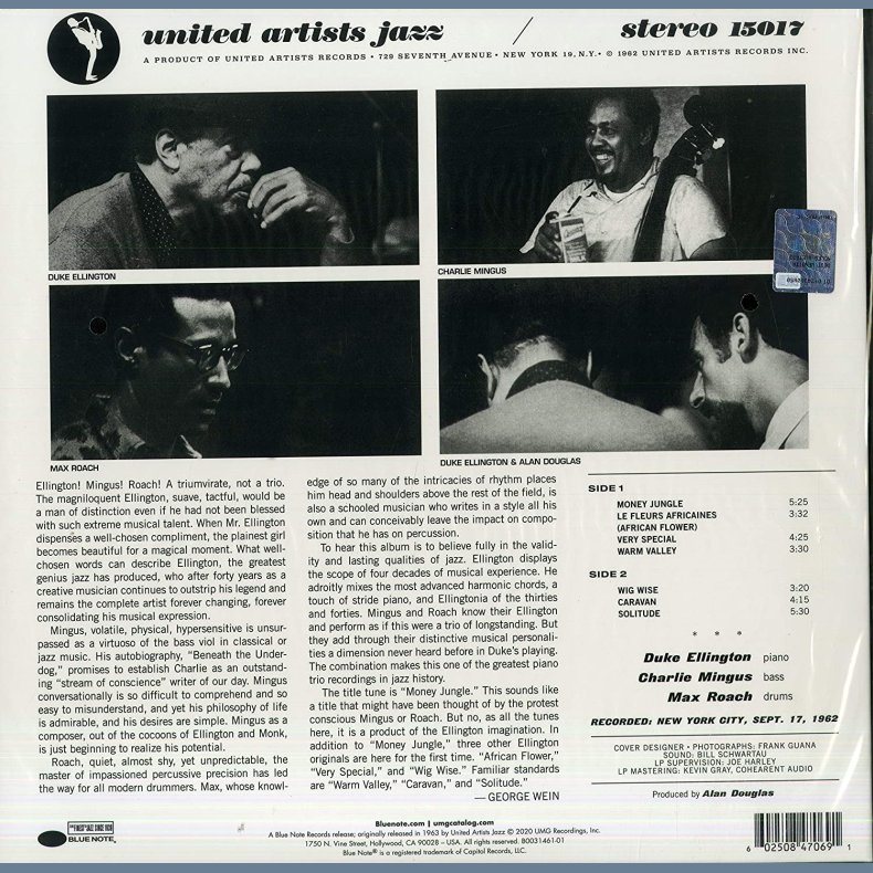 Money Jungle - 2020 US Blue Note/United Artists Jazz labels 8-track Stereo LP - 180 gram