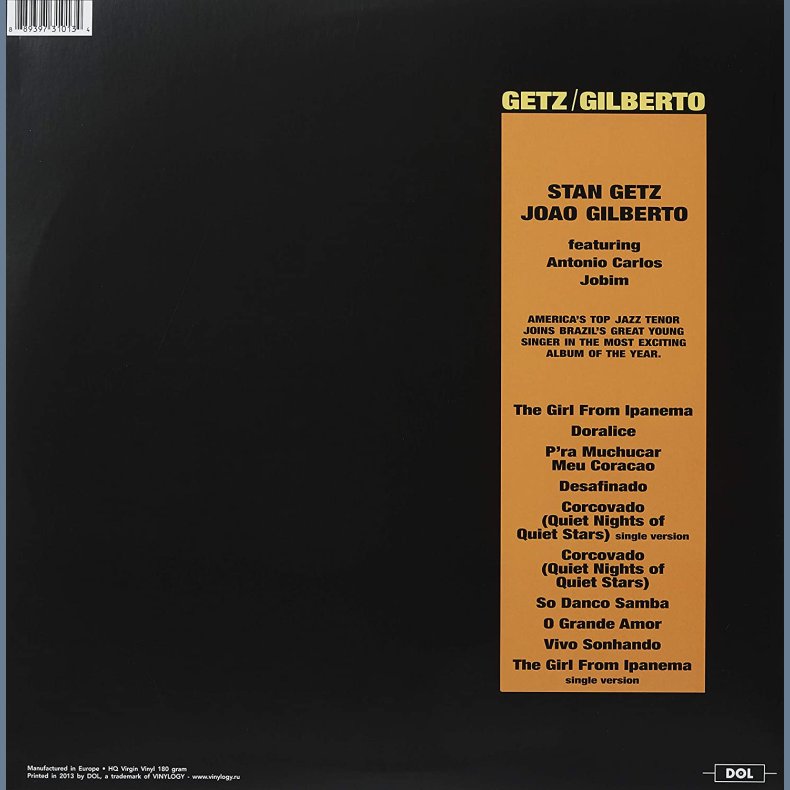 Getz/Gilberto - 2013 European DOL label 10-track LP Reissue - 180 Gram Vinyl
