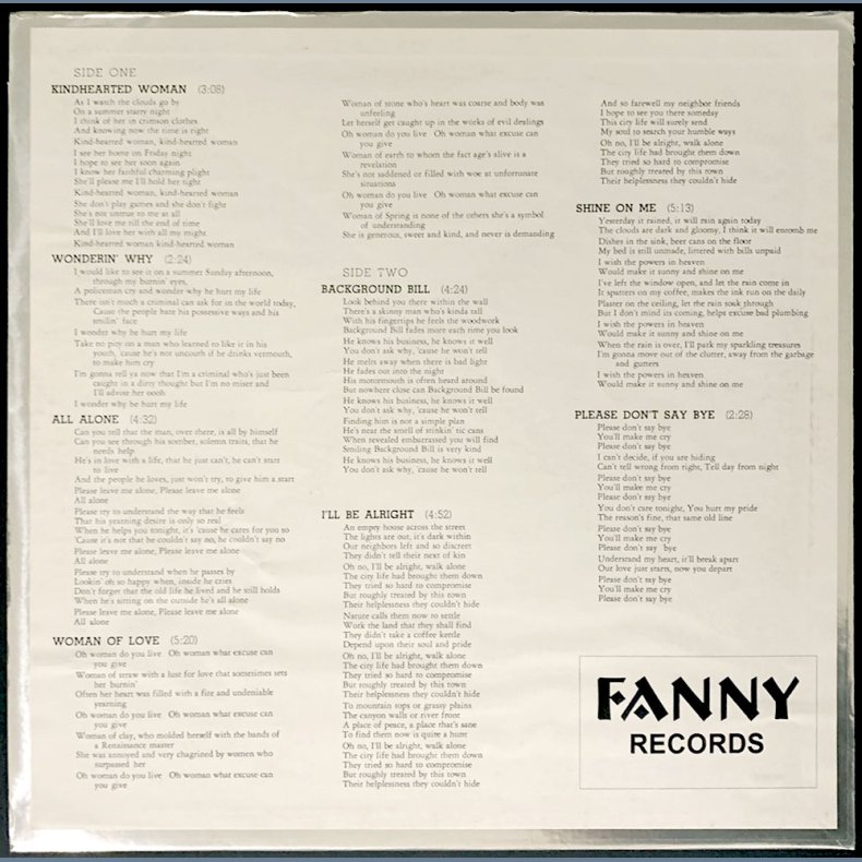 I'll Be Alright - 1998 Belgium Fanny label 8-track LP Reissue 