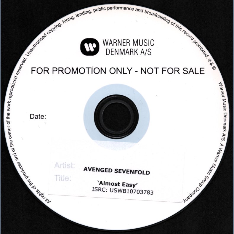 Almost Easy - Authentic 2007 Danish Warner Music Label 1-track Promotional Issue CD-R(ecordable)