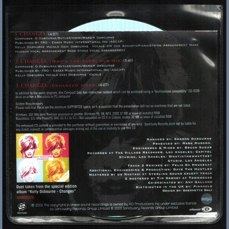 Changes - 2004Danish BMGlabel 2-track Promotional Issue CD Acetate