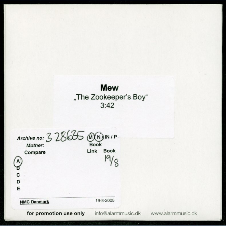 The Zookeeper's Boy - Authentic 2005Danish A:larm label 1-track Promotional Issue CD-R(ecordable)