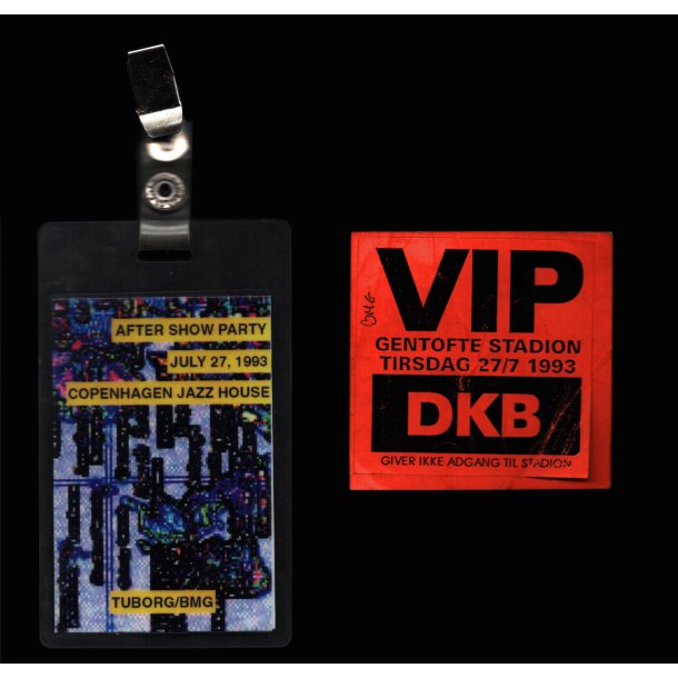 After Show Party Pass and VIP sticker for 27-7-1993 The Zooropa Tour at Gentofe Stadion 