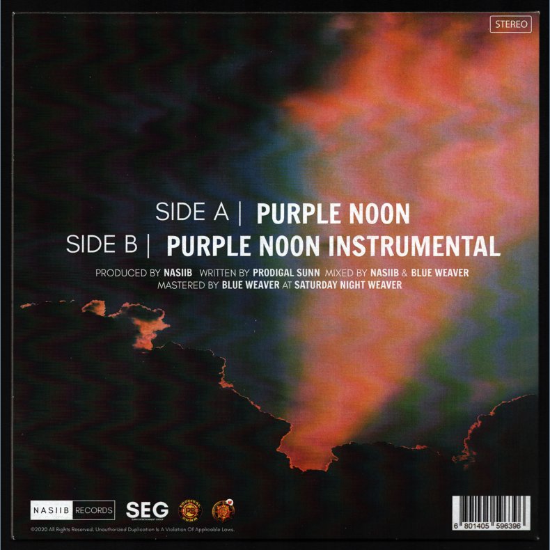 Purple Noon - 2022 Nasiib label Clear Purple Vinyl 2-track 7" Single