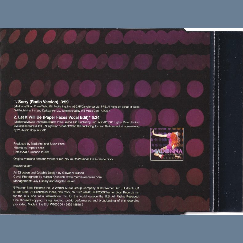 Sorry 2005 UK/Germany Warner Bros. label 2-track Remix CD1