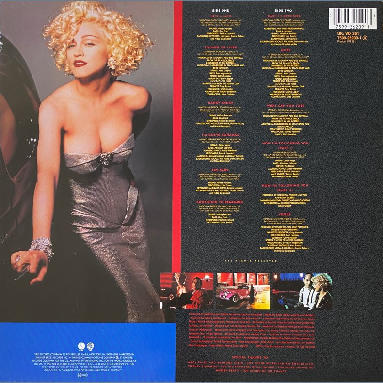 I'm Breathless - 1990 - Germany - Sire/Warner Bros. label - 12 tracks LP.