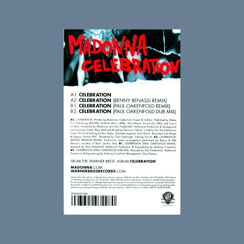 Celebration - 2009 German Warner Bros. label 4 track Limited Edition Picture Disc 12