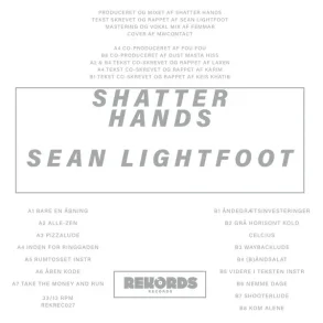 Shatter Hands & Sean Lightfoot - 2023 Danish Rekords Records label 15-track LP