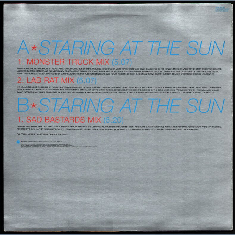 Staring At The Sun - 1997 UK Island Records 3-track DJ Promotional Issue  12"