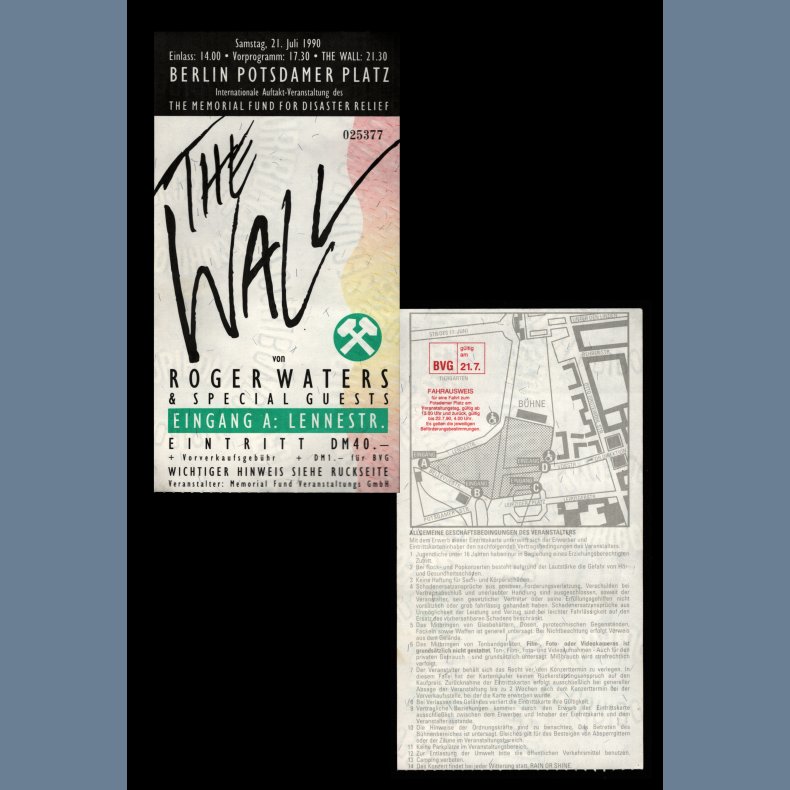 The Wall - Live In Berlin - 1990 German Concert Ticket Stub