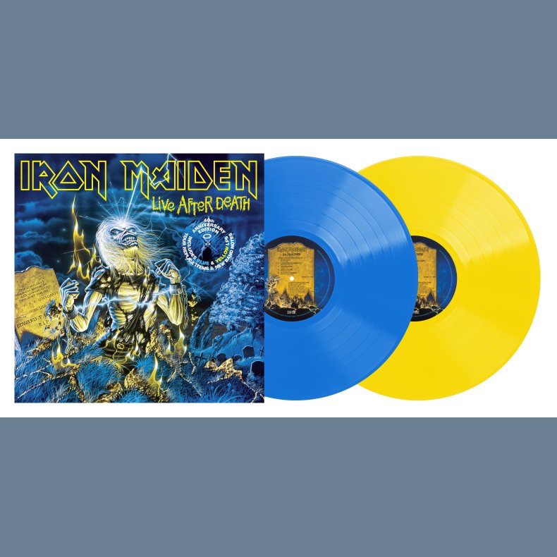 Live After Death - 2025 EU Parlophone label Blue/Yellow vinyl 17-track 2LP