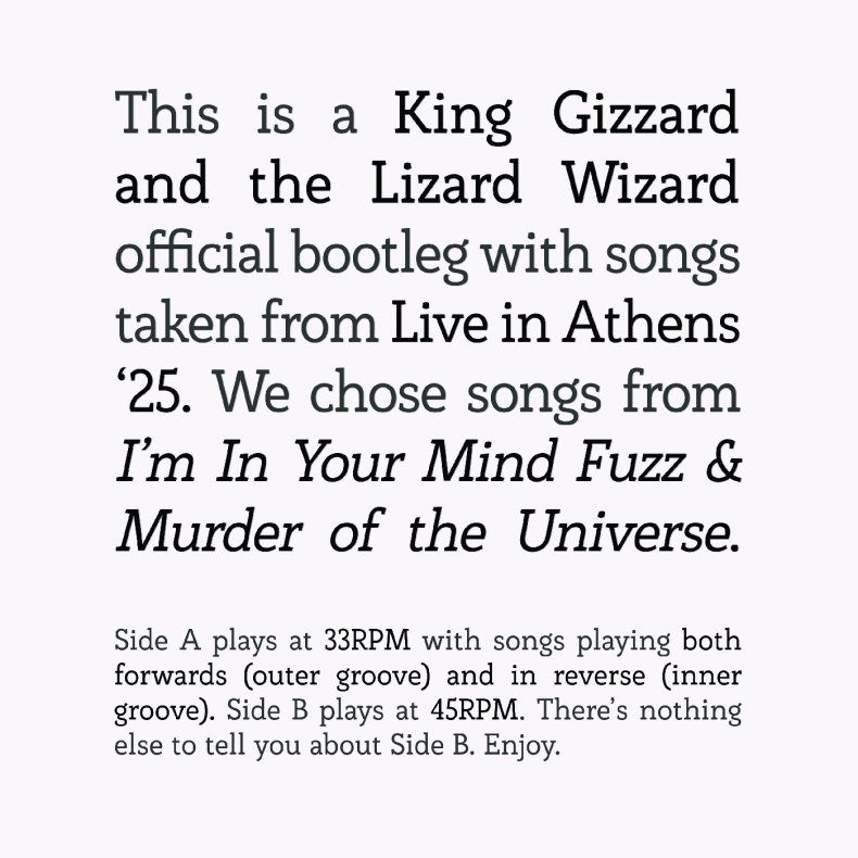 Songs from I'm In Your Mind Fuzz &amp; Murder of the Universe Live in Athens '25 - 2025 US 11-track LP