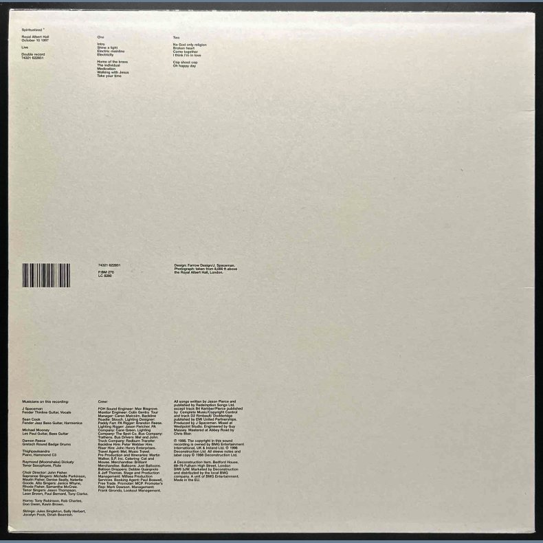 Royal Albert Hall, October 10, 1997 Live - Original 1998 UK Deconstruction label 15-track 2LP Set