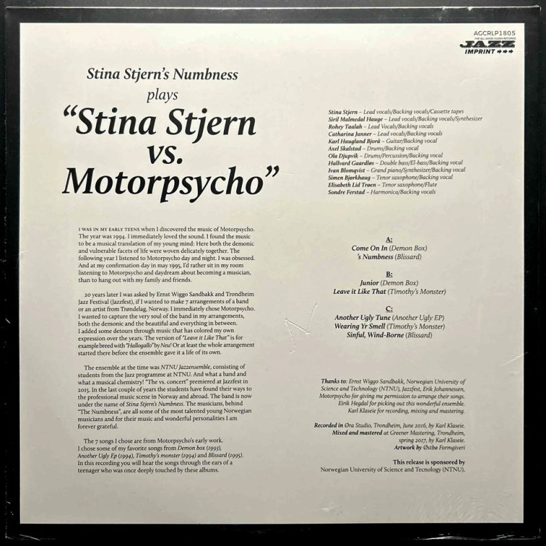 Stina Stjern Vs. Motorpsycho - 2018 Norwegian All Good Clean label Limited Edition 7-track 3-Sided 2LP Set